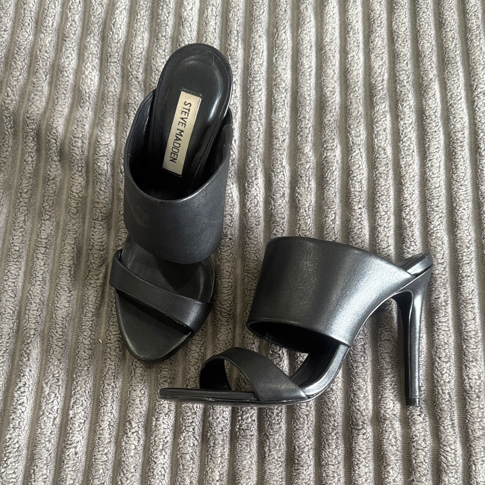 Steve Madden Black High Heel Mules